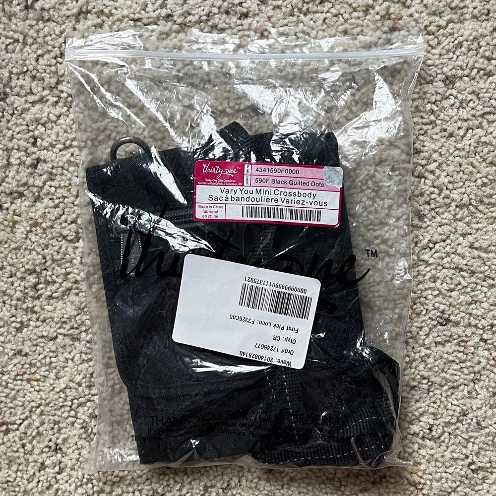 Thirty-One Black Crossbody Bag